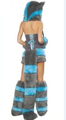 Sexy Furry Fasching Wolf Cat Girl Halloween Costume Cosplay Fancy Party dress up Hat Leg Set Coatee Skirt Full Set Xmas