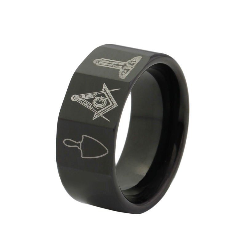 Cheap 10mm Black Masonic Mason Tungsten Carbide Wedding Bands High ... Cheap 10mm Black Masonic Mason Tungsten Carbide Wedding Bands High ...