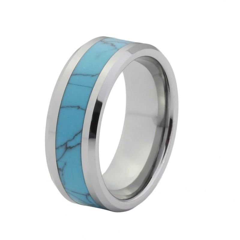 Wholesale - -Cheap turquoise Inlay Tungsten Carbide Wedding Bands High ...