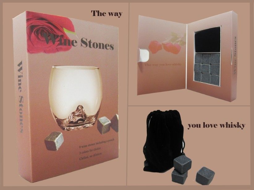 Wholesale Whisky Stones Whiskey Rocks 9pcs Set in a Paper Gift Box (R) Christmas Valentine's Father's Business Gift