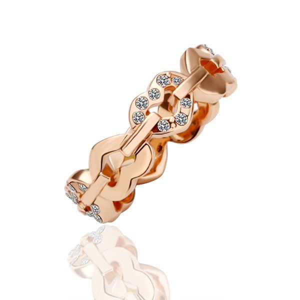 Fashion Jewelry 18K Rose Gold Plated Wedding Rings Heart Crystal ...