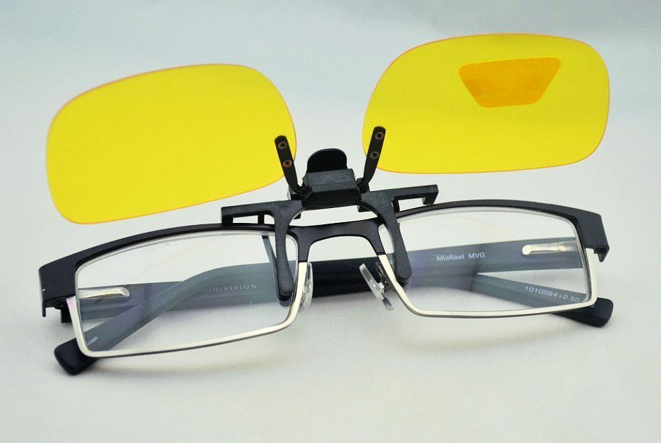 Yellow Polarized Clip On Sunglasses Glasses Flip Up Driving Night