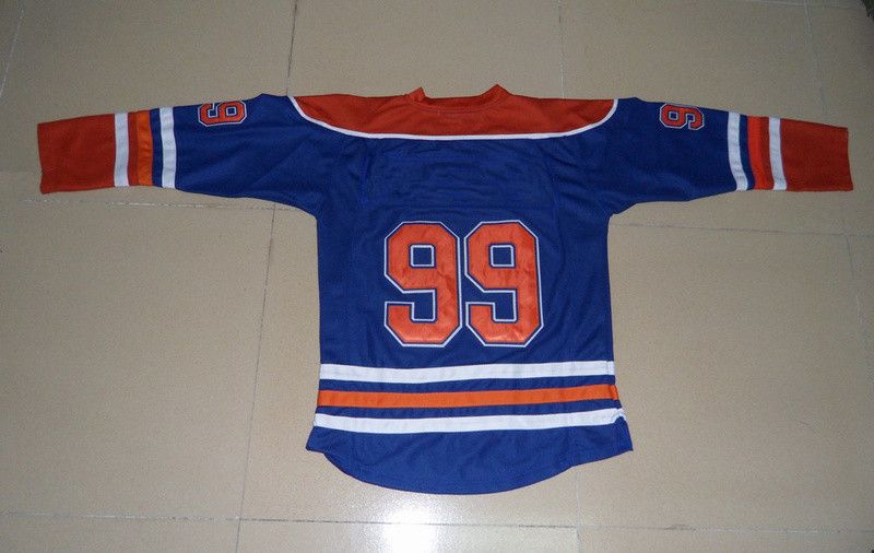 2017 Edmonton Number 99 Blue White Hockey Jerseys Ice Jersey Winter