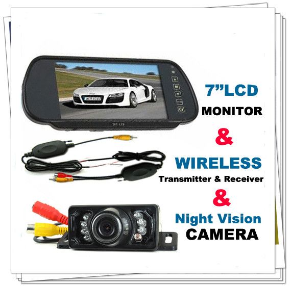 2017 7 Car Lcd Monitor Mirror+Wireless Ir Reverse Car Rear ... 7 tft lcd monitor backup camera wiring diagram 