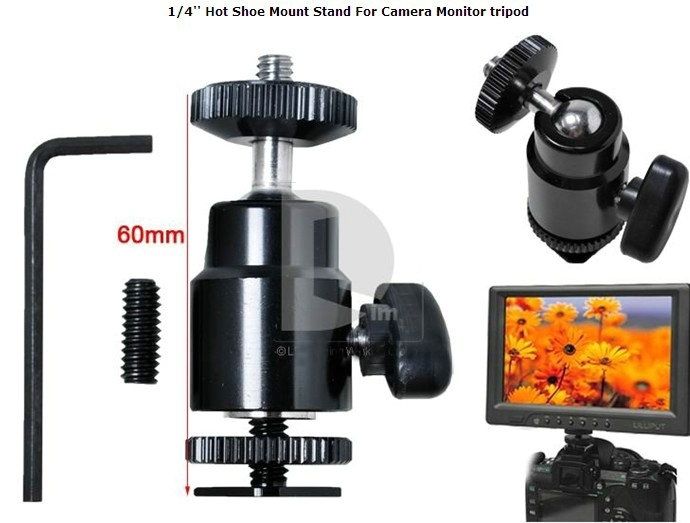 2017 1/4'' Hot Shoe Mount Stand For Camera Monitor Tripod 5d2c Hotshoe Mini Ballhead Stand From