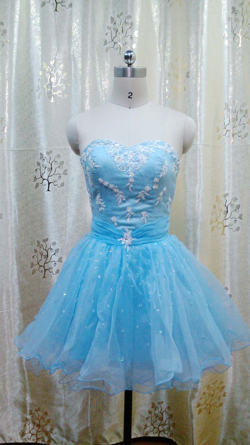 Beautiful Fashion Sweetheart Light Sky Blue Beaded Embroidery Mini Prom