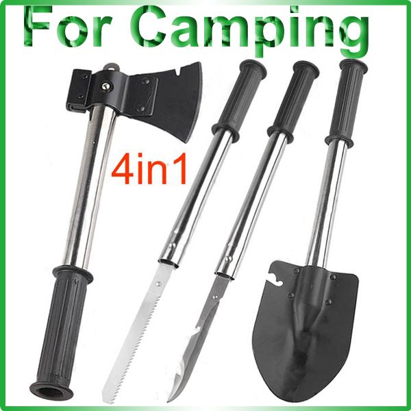 Military Type Steel Survival Shovel+ Axe+ Saw+ Knife Combined Camp Tool