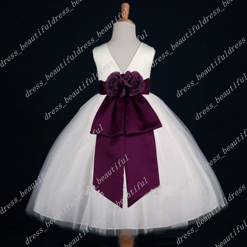 eggplant purple flower girl dresses