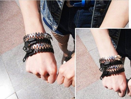 New Arrival vintage punk personality zipper bracelet Multicolor Stylish Women in stock xmas gifts 20pcs/lot