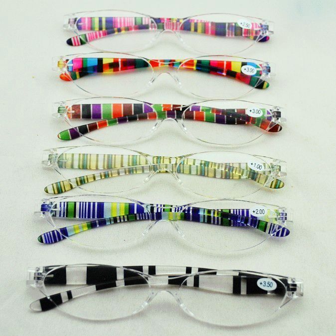 Plastic Fashion Rainbow Reading Glasses, Retro Color Presbyopic Glasses