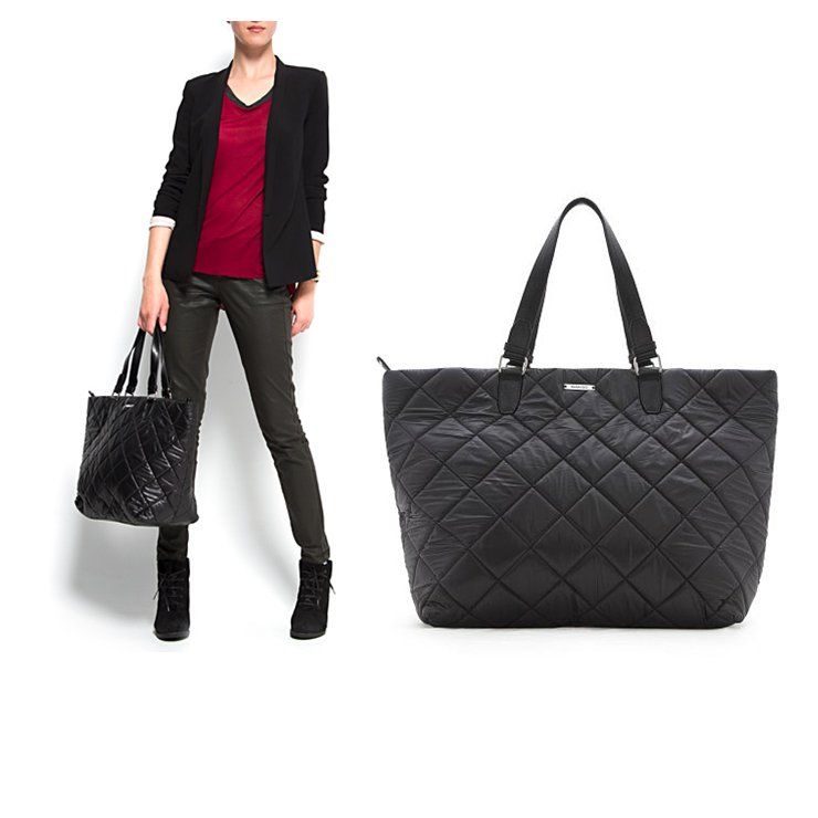 Wholesale - H1008 Fashion Solid Black Quilted Tote Bag FREE SHIPPING ...