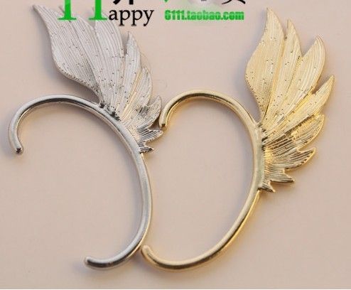 Newest fashion punk metal fairy ear hook elves wings ear cuff earrings no pierced women 24pcs/lot