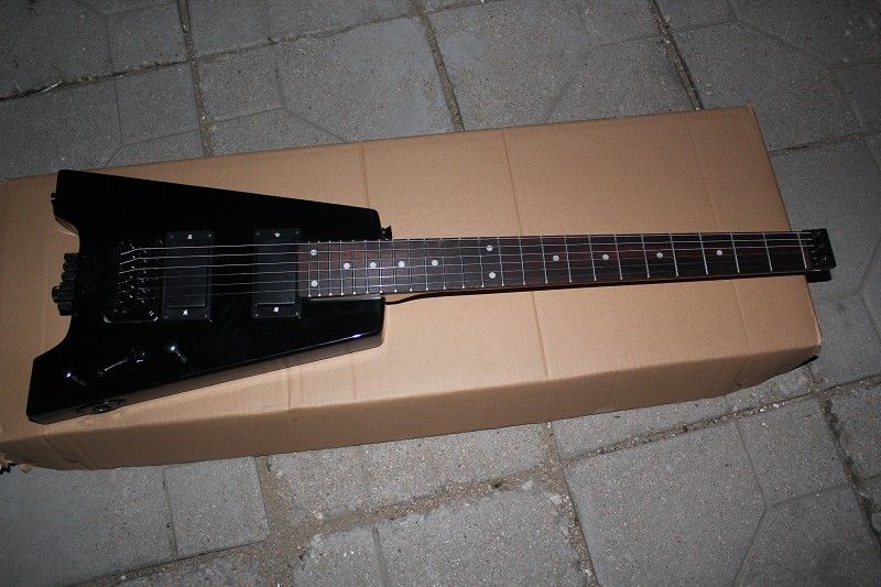 Free Ship New Black Headless Solid Body Guitar No Head 6 Strings