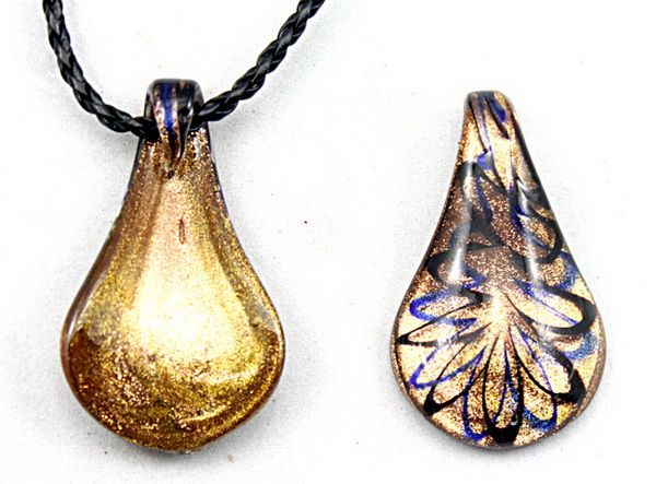 New 24pc Fashion Gold Dust venetian Lampwork Murano Glass Beaded Waterdrop Pendant Necklace Jewelry