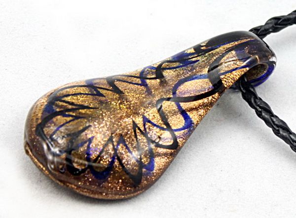 New 24pc Fashion Gold Dust venetian Lampwork Murano Glass Beaded Waterdrop Pendant Necklace Jewelry