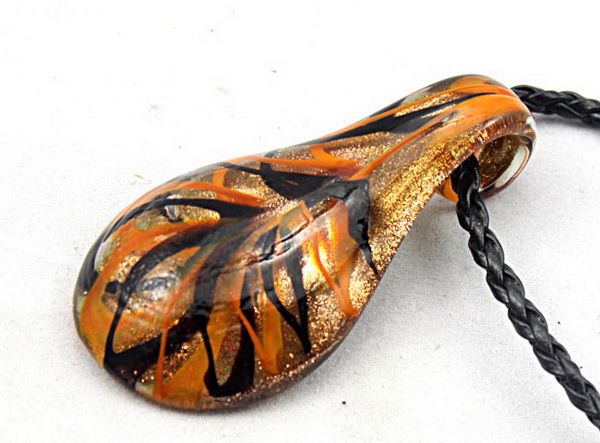 New 24pc Fashion Gold Dust venetian Lampwork Murano Glass Beaded Waterdrop Pendant Necklace Jewelry