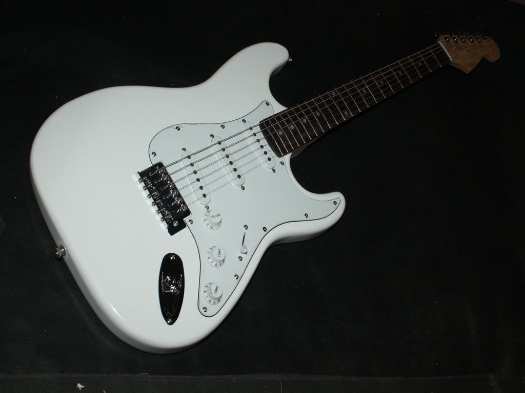 Electric Guitar In Nice White With Scalloped Fingerboard Big Headstock