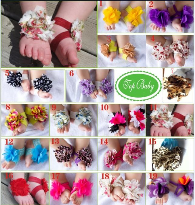 TOP BABY Barefoot Sandals Baby Socks Sandals Shoes Flowers Feet Toes ...