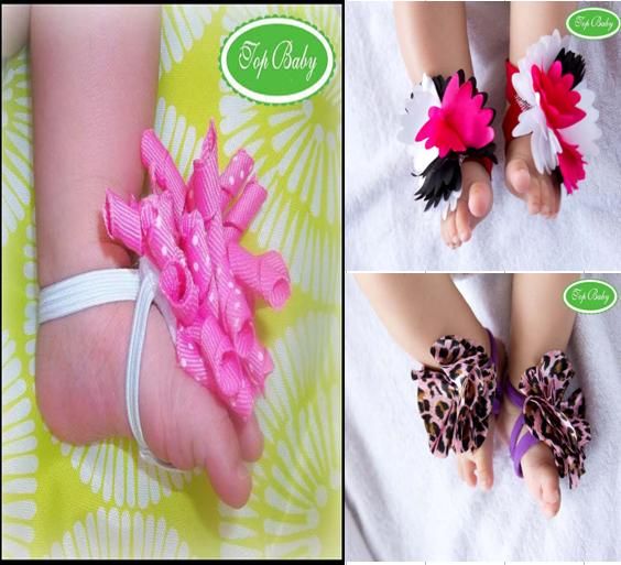 Top Baby Sandals Baby Slipper Barefoot Shoes Foot Flower Ties Toddler