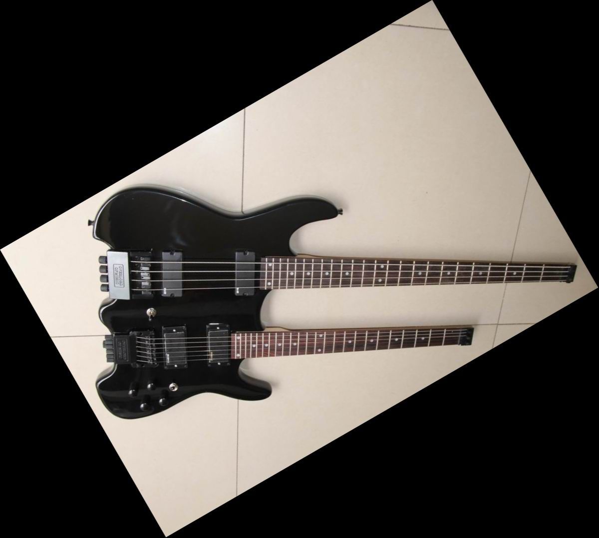 2012 Without A Head&Double Neck 4string Bass& 6 Strings Guitar Black