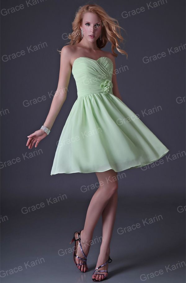 Grace Karin Short Sweetheart Bandage Dress Pleated Waist Flower Prom ...