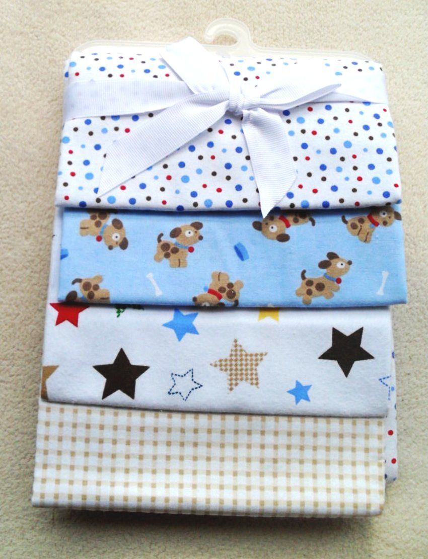 Baby Fleece Blankets Cotton Receiving Blanket Material Blue Green Pink