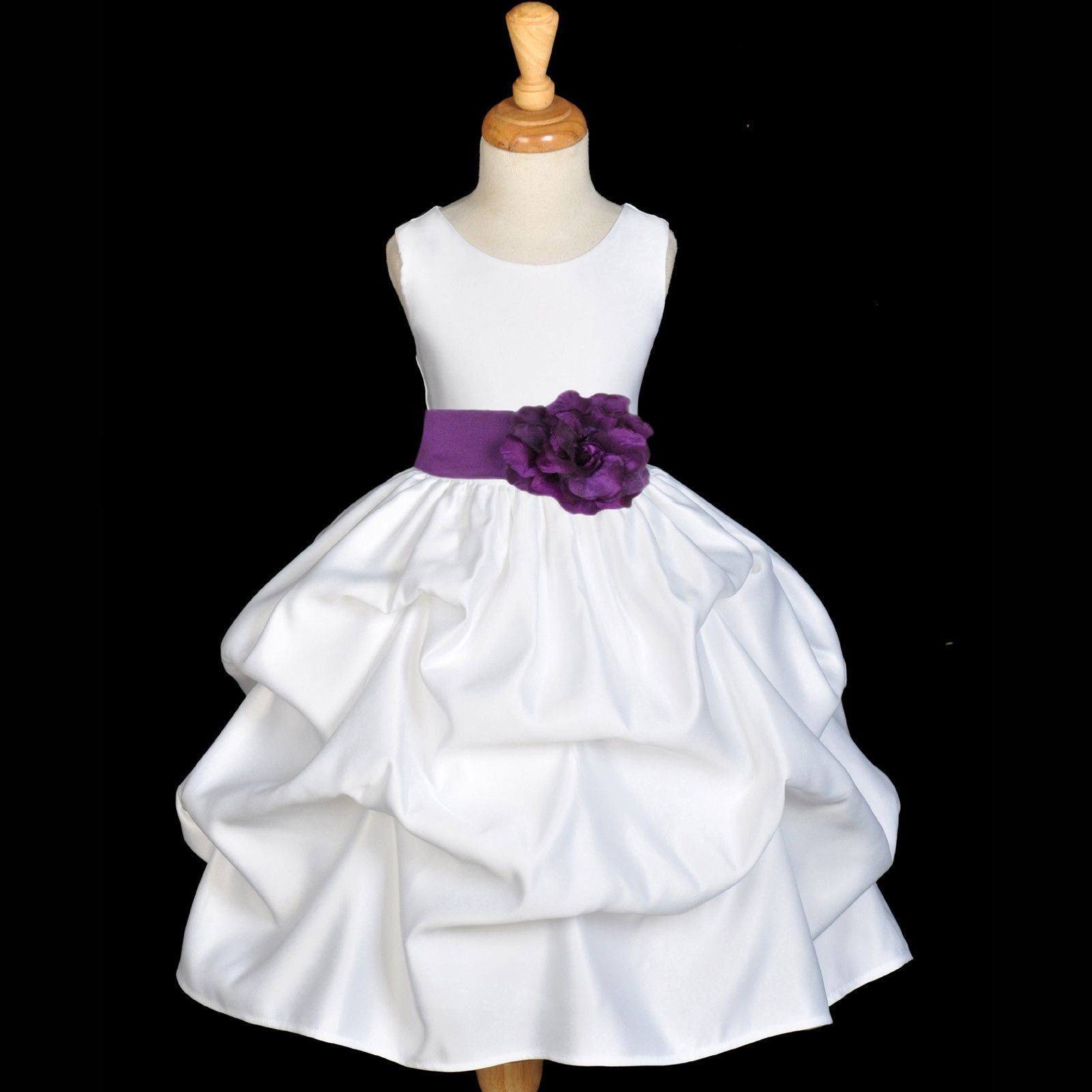 WHITE PLUM PURPLE WEDDING FLOWER GIRL DRESS 12M 22T 33T 44T 55T 6 ...