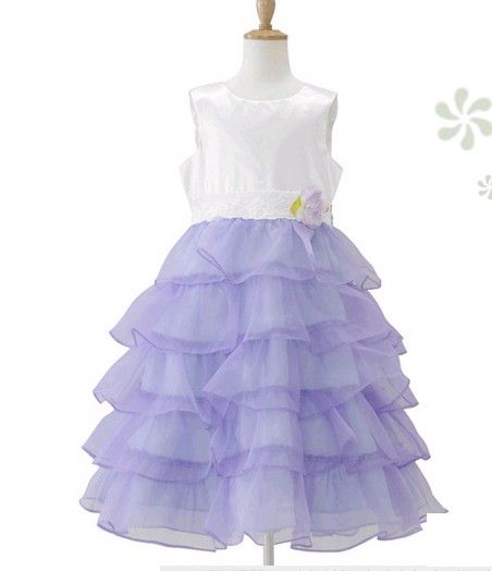 light Purple Length many Tiers Organza Flower Girl Dress optional ...