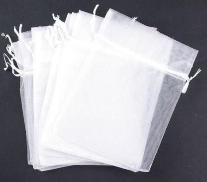 100x organza fabric white small gift bags 7*9cm with drawstring ...