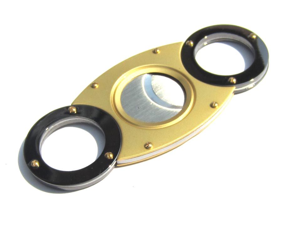 Luxury Pocket Cigar Cutter with Double Blades Stainless Steel Gold