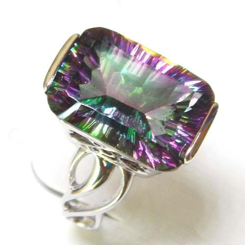 mystic rainbow jewelry ring ,natural crystal ring R331D