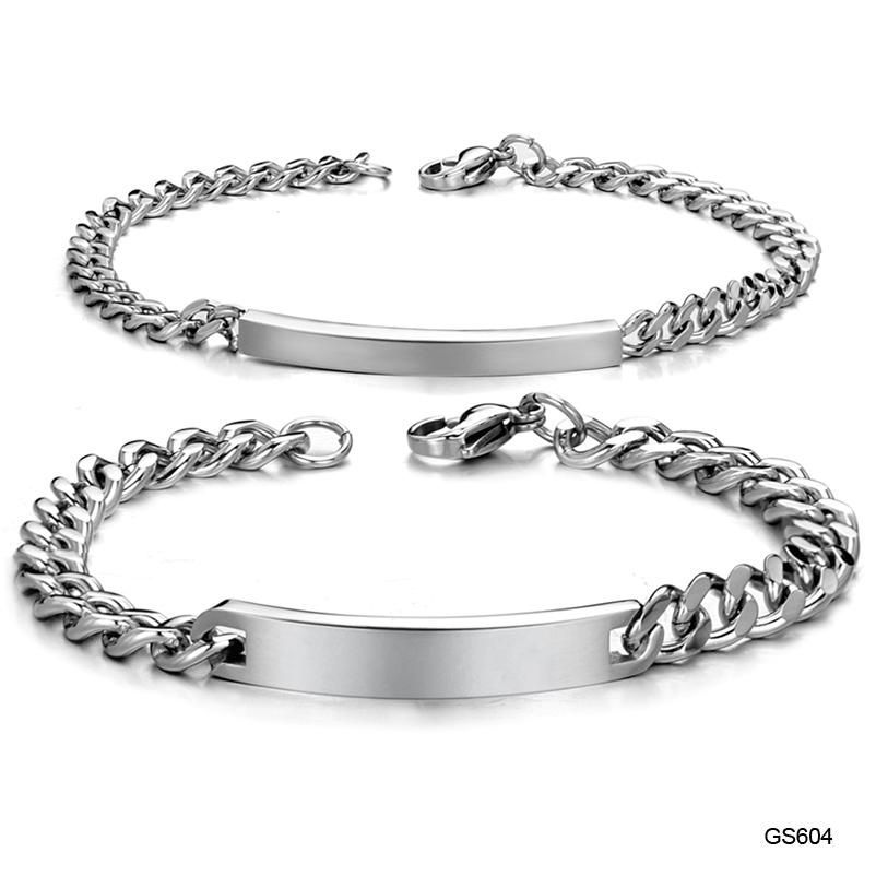 2017 Stainless Steel Chain Bracelet For Lovers Couples Plate Chain