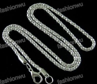 2017 hot sell 120pcs/lot Str 2.4MM Silver Plated Corn Chain Necklace Necklaces & Pendants Chains