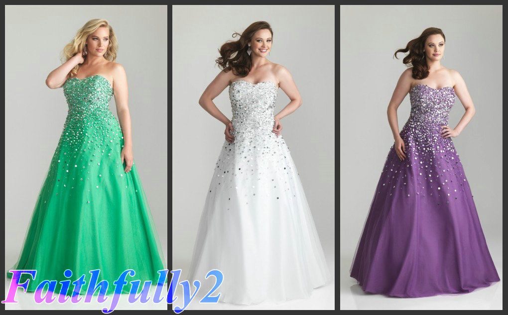 2013 Sparkle A-Line Plus Size Prom Gown Sweetheart Tulle Sequins Beads ...