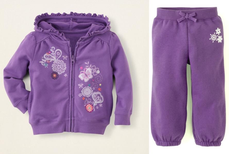 2017 Wholesale New Girls Purple Tracksuits Suits Sets Hooded Coats