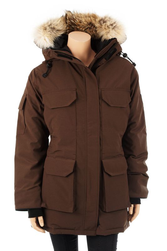 New Brown Womens Fur Hood Down Coat Parka Outwear with Pockets Sz XS S