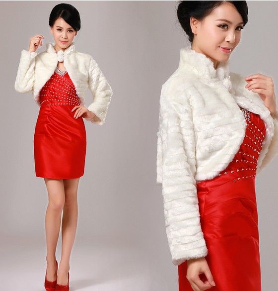2017 Ivory Color Long Sleeve Faux Fur Bolero Jacket Fb001_ivory From