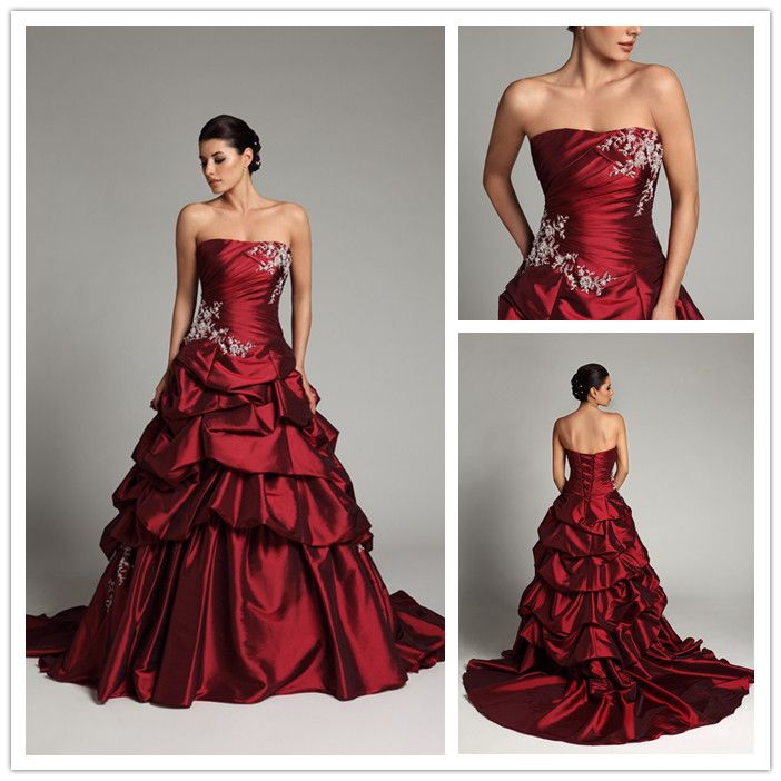 dark red wedding gown