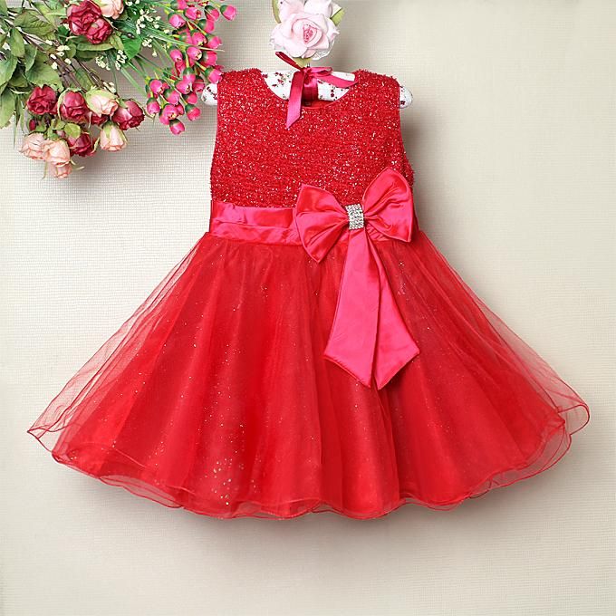 Hot Arrival Baby Girl Dresses Red With Bow Princess Dress Children ...