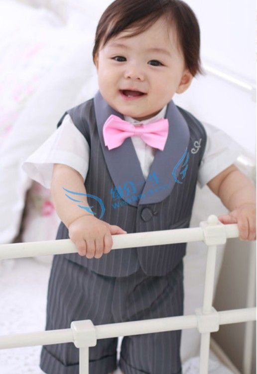 Striped Vest Baby Boy's Formal Occasion Children Kids Suits Tuxedo Male