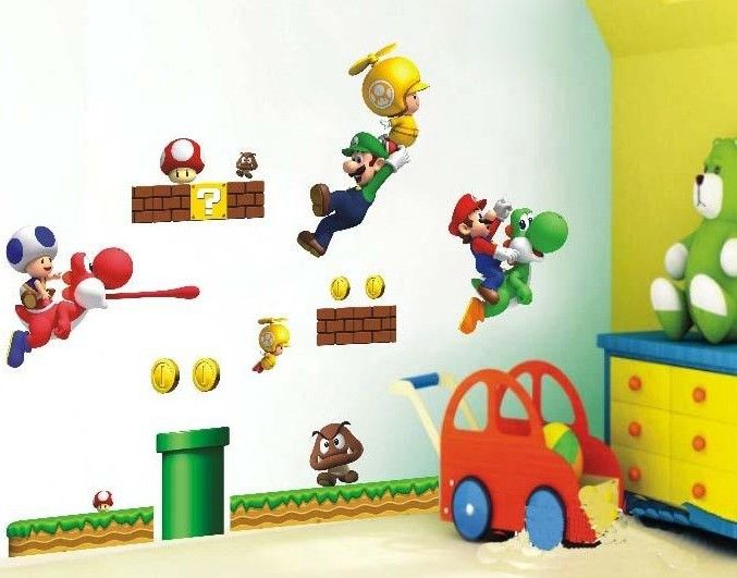 Super Mario Decor Art Wall Mural Deco Wall Sticker Children 's Room