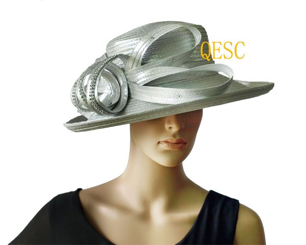 Metallic Silver All Year Around Ladies Hat Church Hat Formal Hat