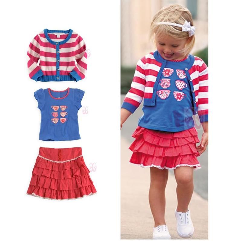 2017 Girls Suit Baby Set Outfits Tee Dresses Skirt Tshirts Jumpers