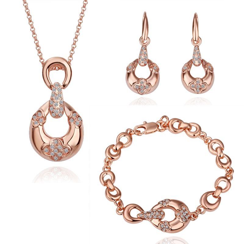 2017 Crazy Price! 18k Rose Gold Jewelry Sets Necklace/Earrings/Bracelet Jewelry Wholesale From ...