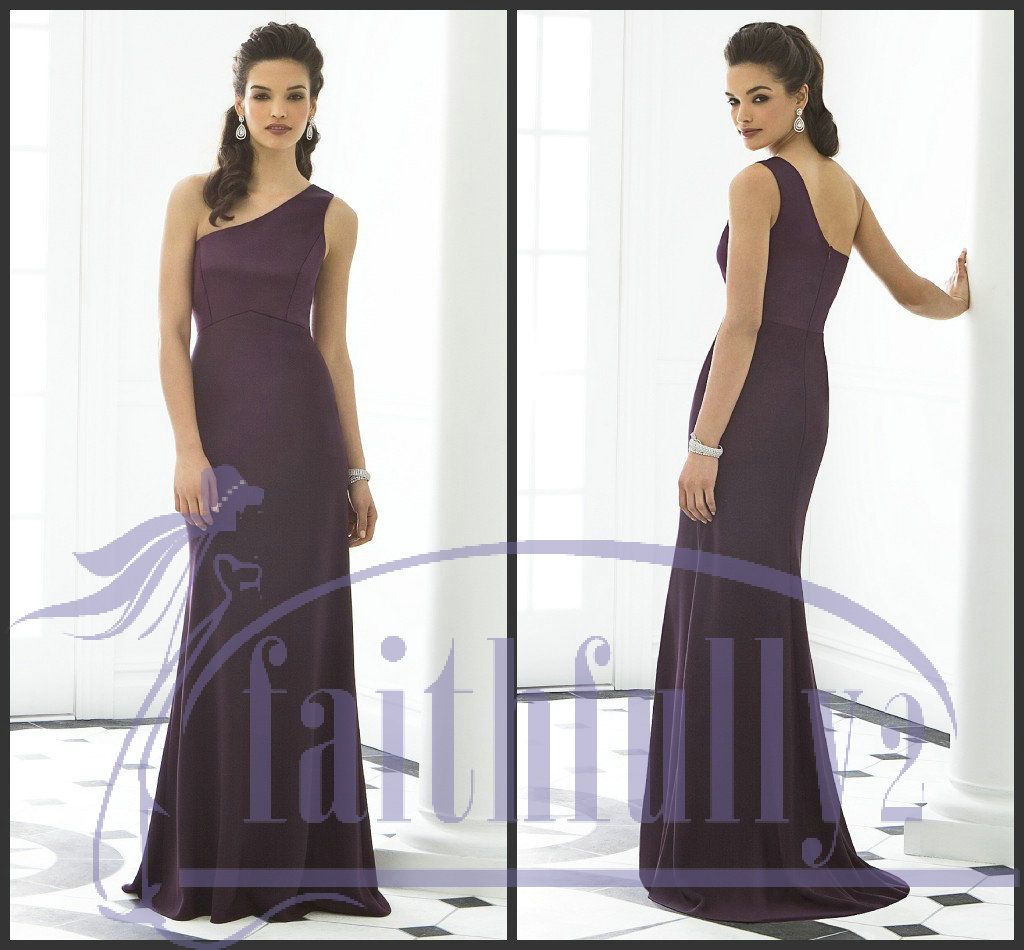 Sizes Available Eggplant Bridesmaids Dress Mermaid One Shoulder Ruched