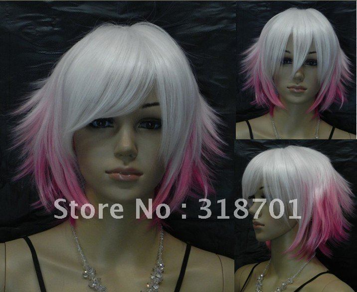 White and pink mixed Short hair. Girl Cosplay Wigs(Free Shipping)Wig ... White and pink mixed Short hair. Girl Cosplay Wigs(Free Shipping)Wig ...