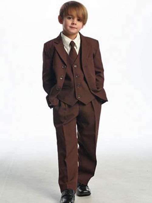 Handsome Perfect Junior Groomsman Chocolate Brown Boy'S Suit Outfit