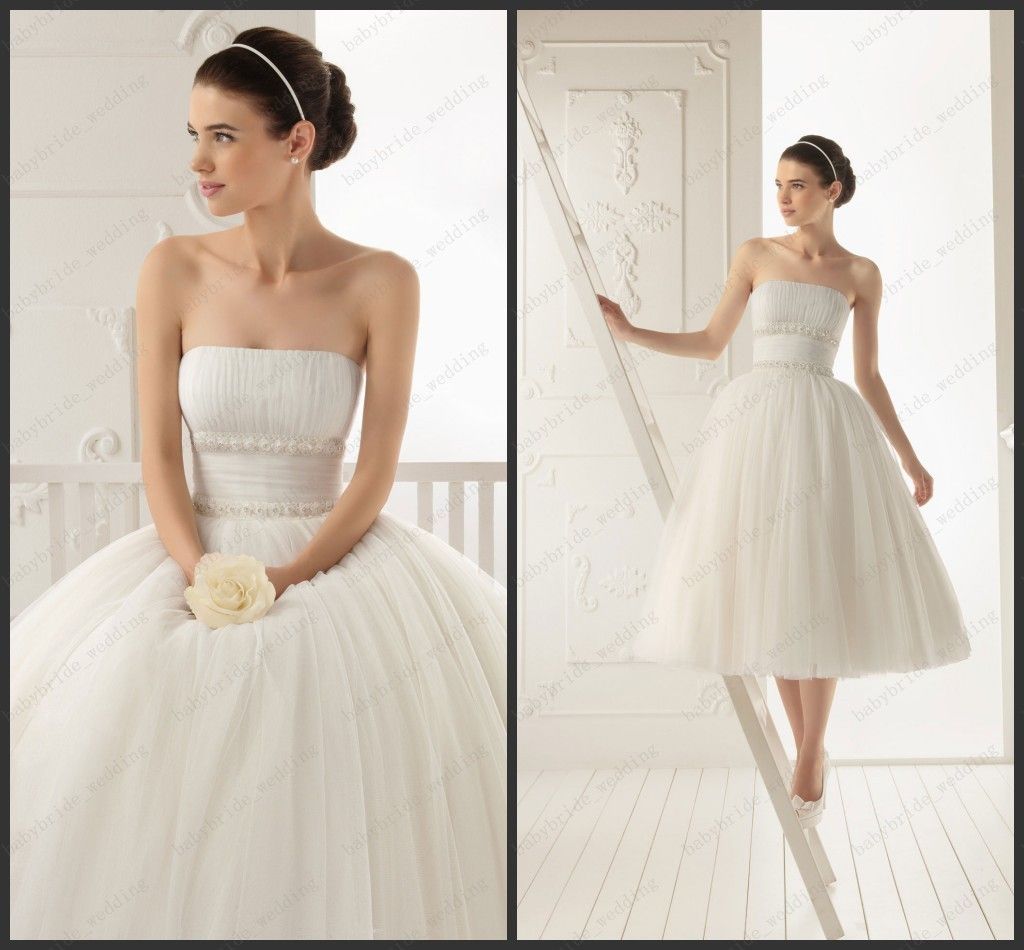 Simple Beach Ivory Summer Short Wedding Dresses Mini Ball Gown Knee Length Ruffle Pleat Bride 