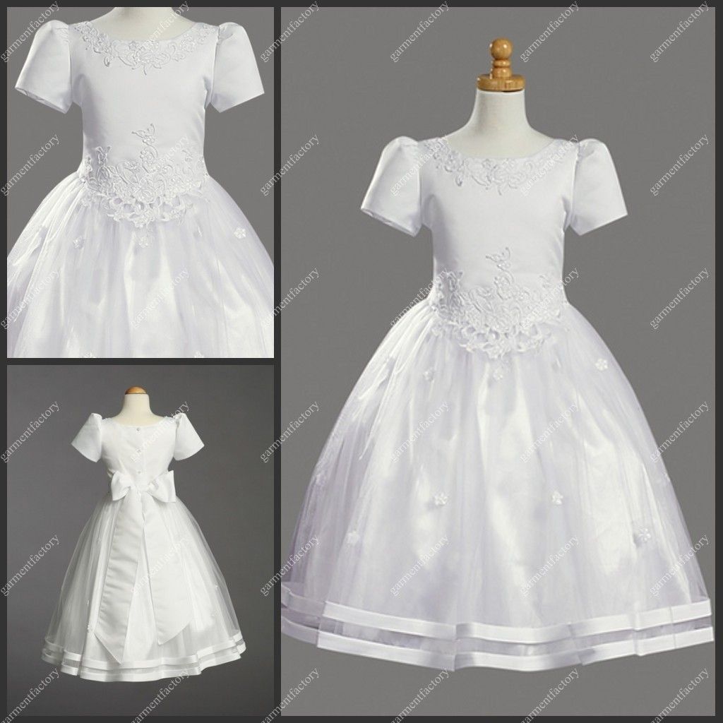 Real Sample Baby Baptism Dress White First Communion Dresses Jewel