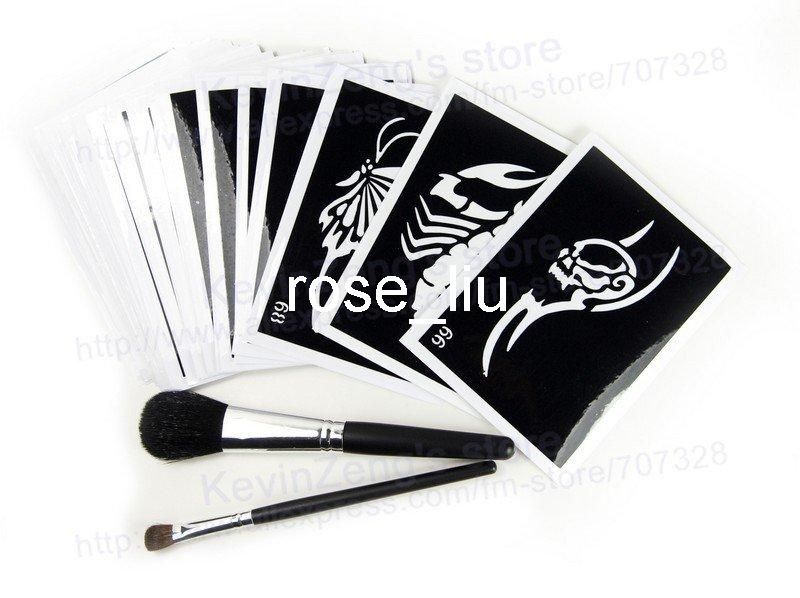 Tattoo Stencils And 2 Brushes For Body Painting, Temporary Tattoo, Body